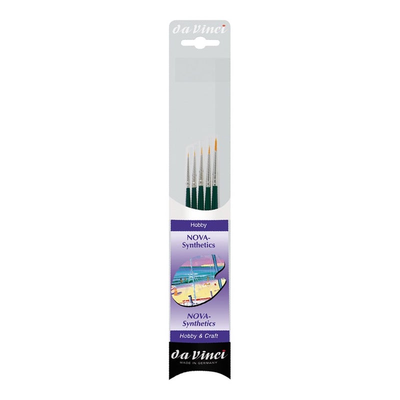 da Vinci Watercolor Series 4237-5 Brush Miniature Set - Nova Synthetics Multi-Media Mini Rounds - Contains Series 1570 Sizes 10/0, 5/0, 3/0, 0, & 2 - Made in Germany